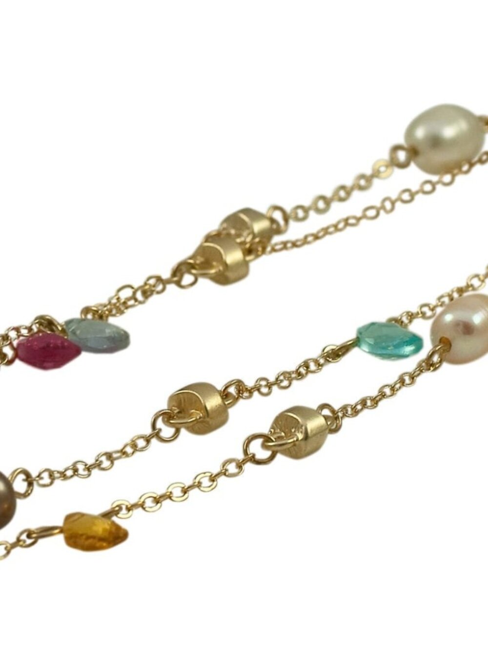 36" INCH, FRESH WATER PEARLS & MULTI COLOR CRYSTALS NECKLACE